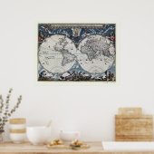 Poster Carte du monde par Joan Blaeu - 1664 (Cuisine)