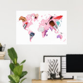 Poster Carte du monde Pastel Comestics (Bureau à domicile)