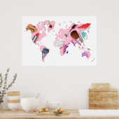 Poster Carte du monde Pastel Comestics (Cuisine)