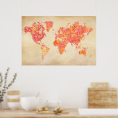 Poster Carte du monde, peinture à l'action (Cuisine)