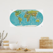Poster Carte du monde physique et politique (Cuisine)