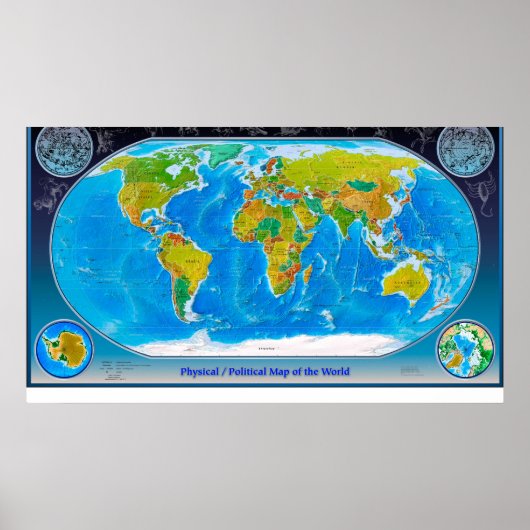 Poster Carte du monde physique et politique (Devant)