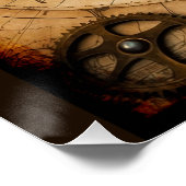 Poster Carte du monde Steampunk Olde (Coin)