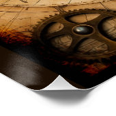 Poster Carte du monde Steampunk Olde (Coin)