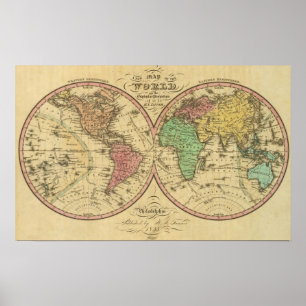 Poster Carte du monde sur la projection mondiale