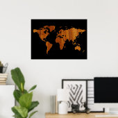Poster carte du monde - texture du bois (Bureau à domicile)