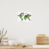 Poster Carte du monde topographique (Cuisine)