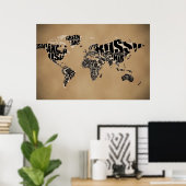 Poster Carte du monde typographique (Bureau à domicile)