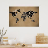 Poster Carte du monde typographique (Cuisine)