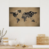 Poster Carte du monde typographique (Cuisine)