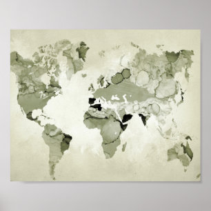 Poster Carte du monde vert clair 123