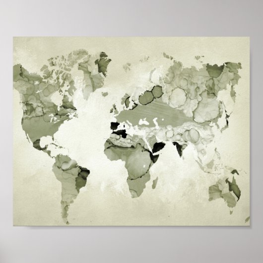Poster Carte du monde vert clair 123 (Devant)