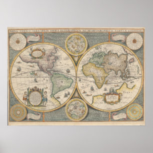 Poster Carte du monde vintage
