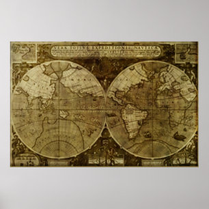 Poster Carte du monde vintage
