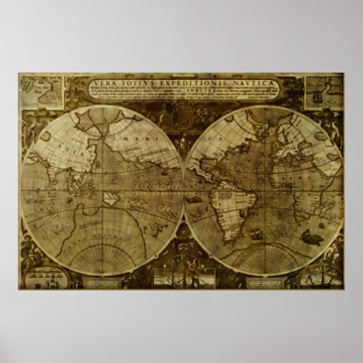 Poster Carte du monde vintage (Devant)