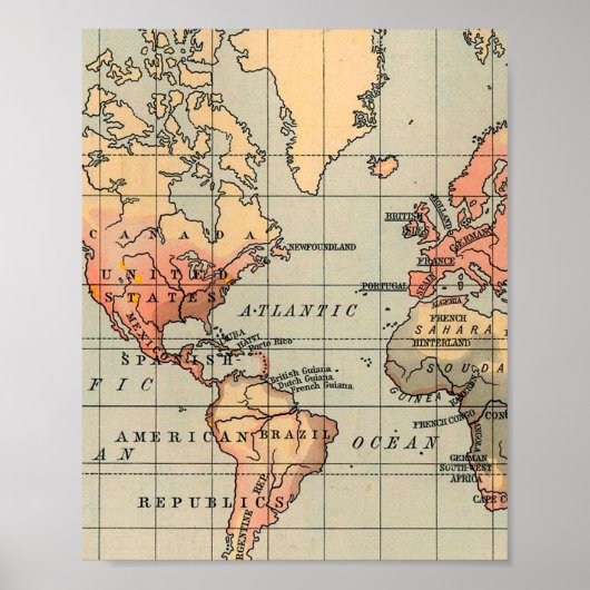 Poster Carte du monde Vintage (Devant)