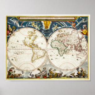 Poster Carte du monde vintage