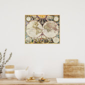 Poster Carte du monde vintage (Cuisine)