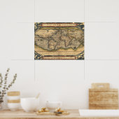 Poster Carte du monde vintage (Cuisine)