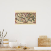 Poster Carte du monde vintage 1609 (Cuisine)