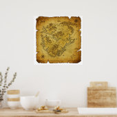 Poster Carte du monde vintage masqué (Cuisine)