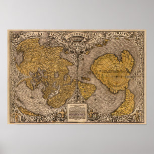 Poster Carte du monde vintage Noua, et integra uniuersi o