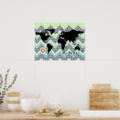 Poster carte du monde zig-zag (Cuisine)