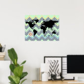 Poster carte du monde zig-zag (Bureau à domicile)