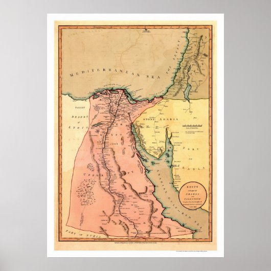 Poster Carte du Moyen-Orient en Égypte - 1800 (Devant)