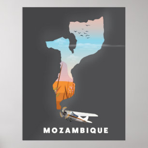 Poster Carte du Mozambique
