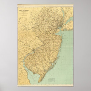 Poster Carte du New Jersey