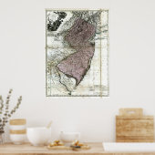 Poster Carte du New Jersey 1777 (Cuisine)