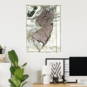 Poster Carte du New Jersey 1777 (Bureau à domicile)