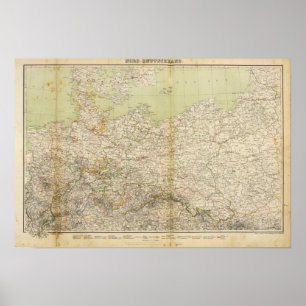 Poster Carte du nord d'atlas de l'Allemagne