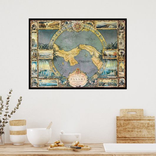 Poster Carte du Panama (Cuisine)