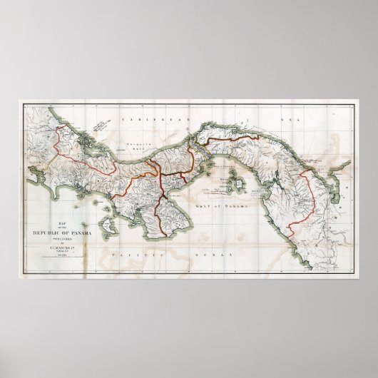 Poster Carte du Panama 1912 (Devant)