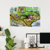 Poster carte du parc du Cèdre TEXAS (Bureau à domicile)