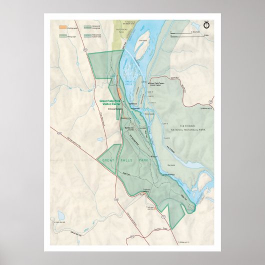 Poster Carte du parc Great Falls (1988) Virginia National (Devant)