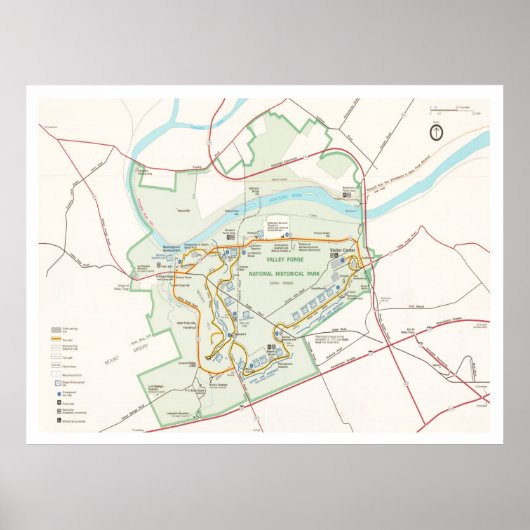 Poster Carte du parc historique national de Valley Forge (Devant)