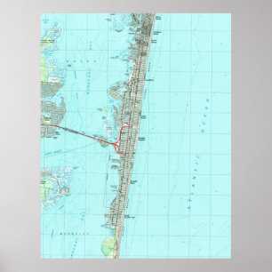 Poster Carte du parc marin et de la côte NJ (1989)