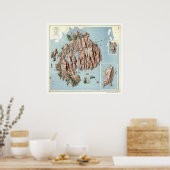 Poster Carte du parc national Acadia 1960 (Cuisine)