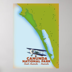 Poster carte du parc national de Canunda en Australie mér