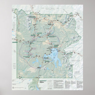 Poster Carte du Parc national de Yellowstone 2026