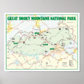 Poster Carte du parc national des Great Smoky Mountains (Devant)