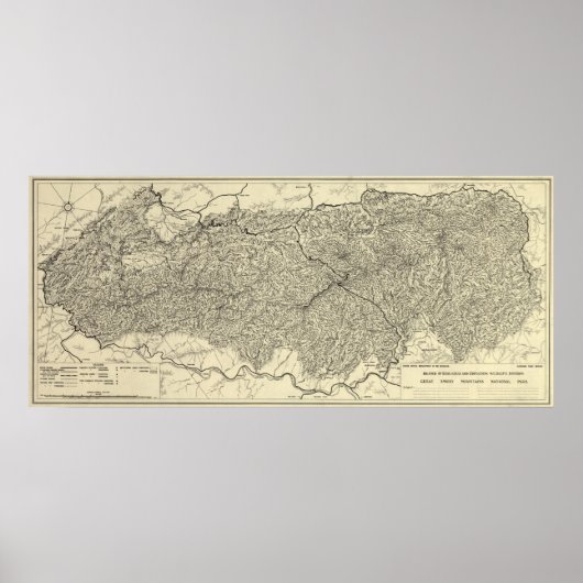 Poster Carte du parc national des Great Smoky Mountains (Devant)