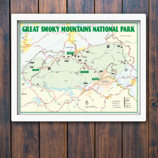 Poster Carte du parc national des Great Smoky Mountains