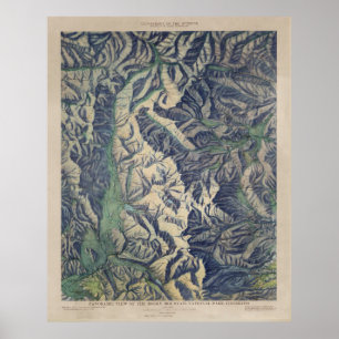Poster Carte du parc national des Montagnes Rocheuses Vin