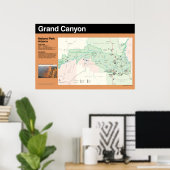 Poster carte du parc national du Grand Canyon (Bureau à domicile)