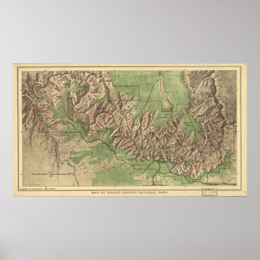 Poster Carte du parc national du Grand Canyon 1926 (Devant)