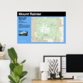 Poster carte du parc national du Mont-Rainier (Bureau à domicile)